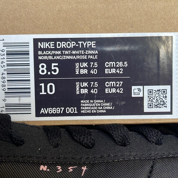 NIKE WMNS DROP-TYPE
BLACK/PINK TINT-WHITE-ZINNIA
Sneakers 
AV6697 001 - Picture 16 of 16